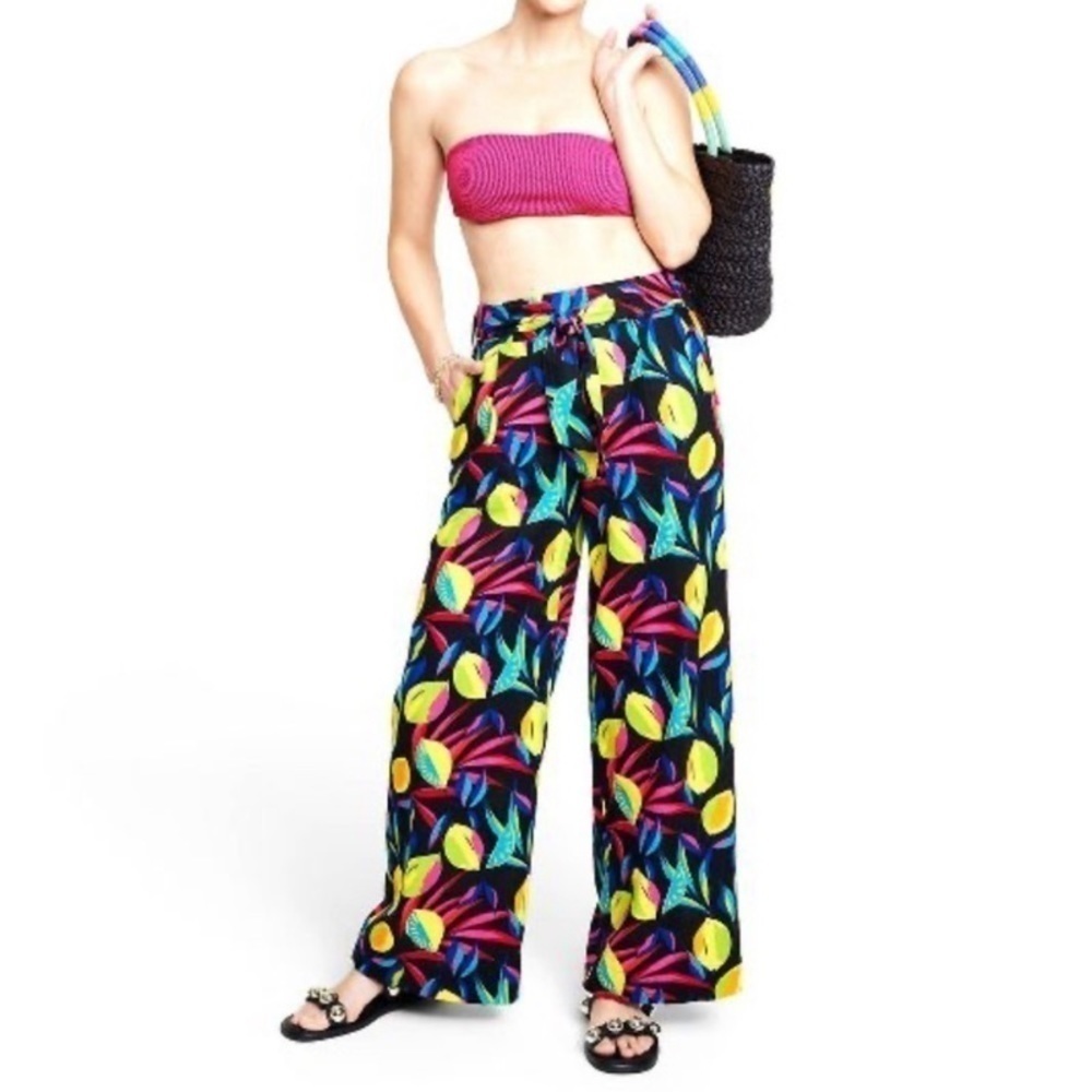 Tabitha Brown Linen ๐ Lemon Print Wide-Leg Pants XXS NWT - Picture 6 of 6